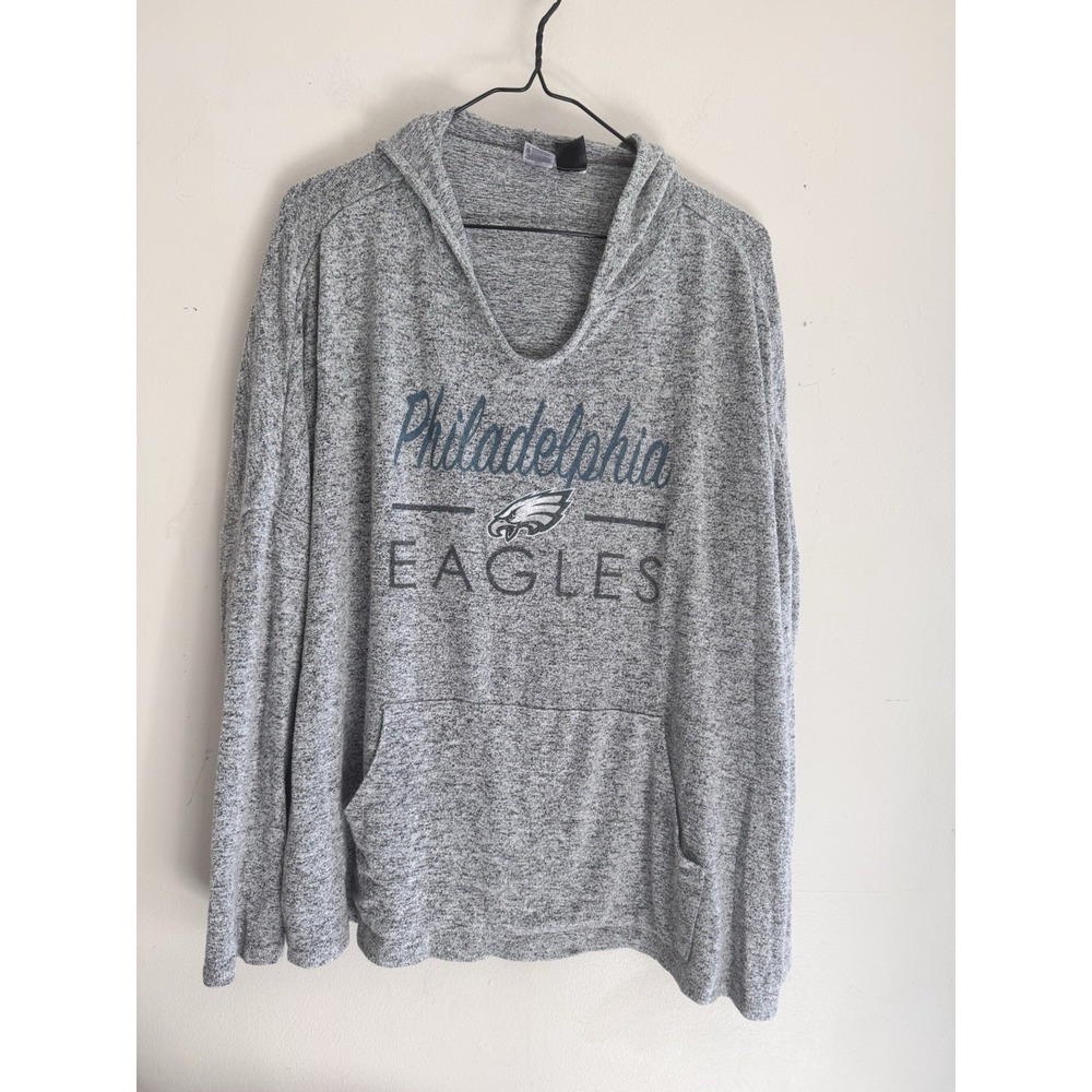 Women's NFL Philadelphia Eagles Oversized  M/L Gray Long Sleeve Hooded Shirt